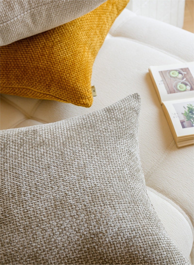 a moment Off White Chenille Cushion Cover Throw Pillow Covers 45x45 CM Pack of 2 Modern Decorative Pillowcase Farmhouse Cross Pillows - Image 4